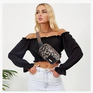 Leopard Animal Print Festival Belt Bag Fanny Pack Cross Body New Brown Black